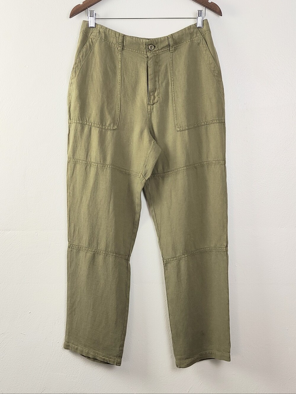 NEW! Cloth & Stone Utility Straight Twill Pants 27 Wide Leg Tencel Lyocell Linen